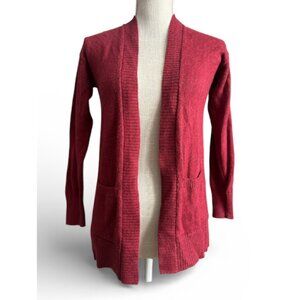 Old Navy Long Open Front Cardigan Ribbed Knit Burgundy